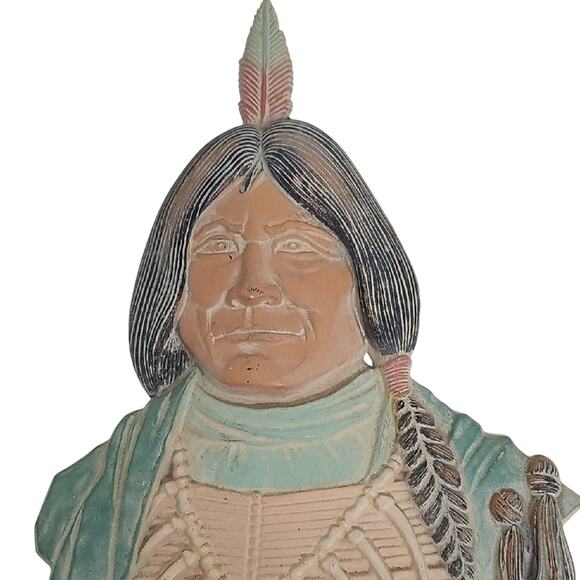 Sexton Vintage Made in USA Native American Indian Wall Art w/Feather Accent WJ - Picture 3 of 7